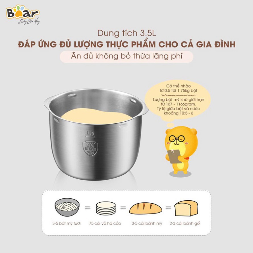 Máy nhào trộn và ủ bột tự động 3.5L Bear HMJ-A35M1 - Hàng chính hãng