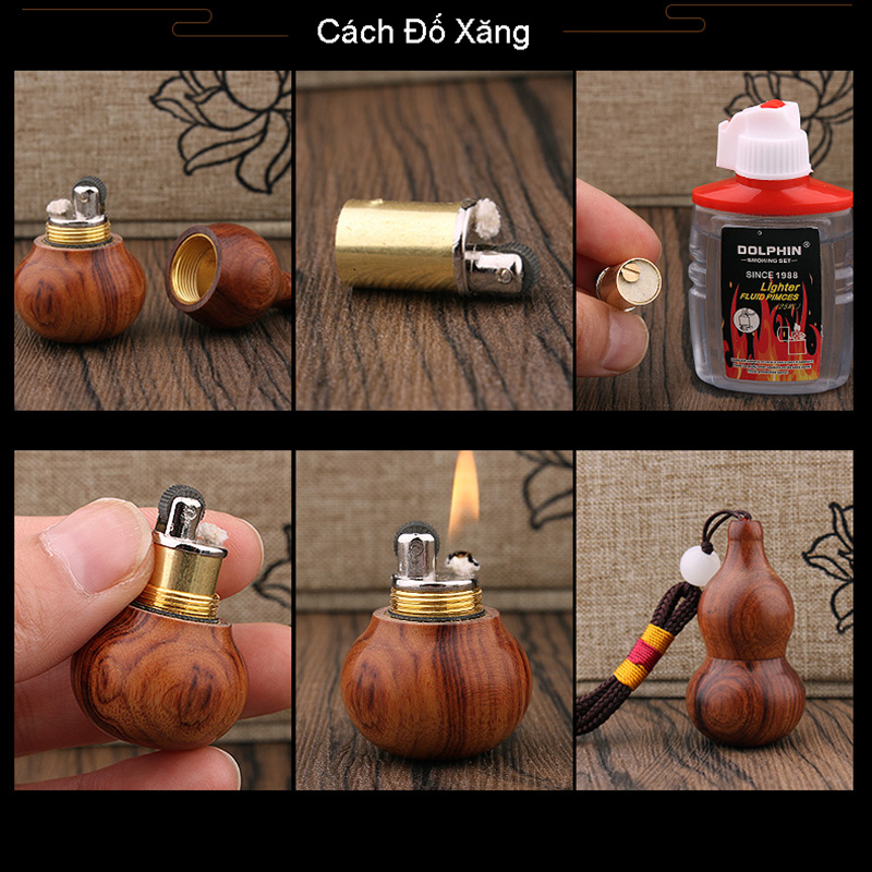 Hộp Quẹt Bật Lửa Xăng Đá Dolphin HY-633 Kiêm Móc Treo Hình Quả Bầu Hồ Lô Hút Tài Lộc Cực Đẹp