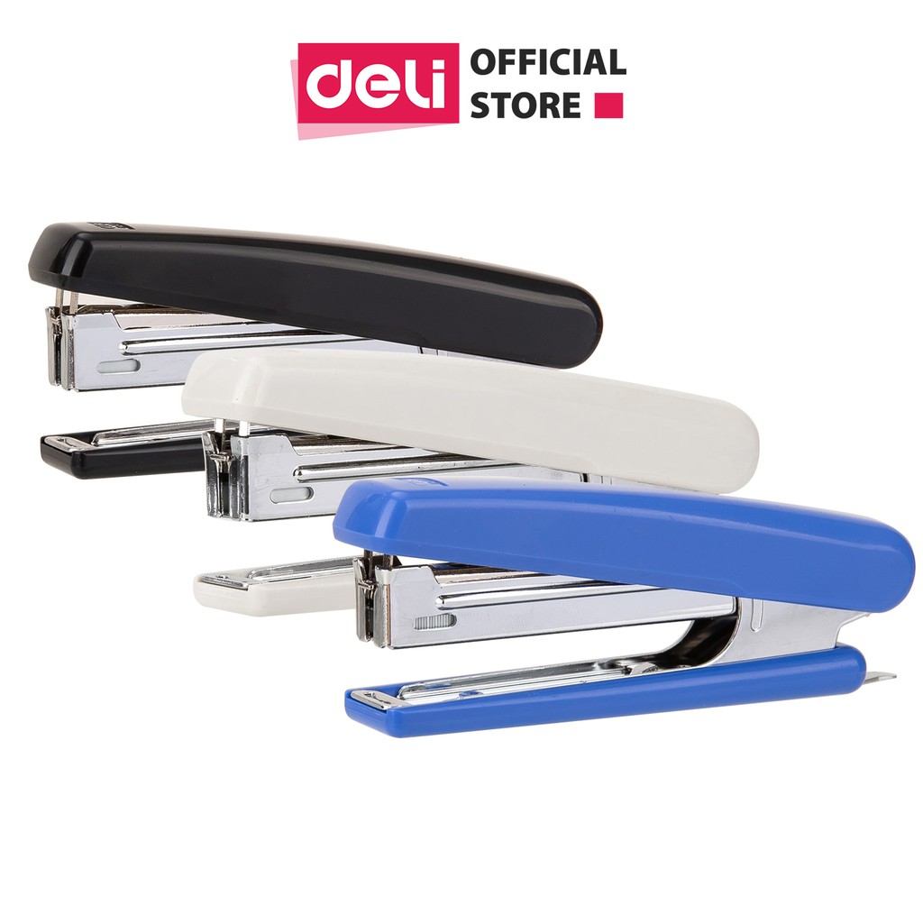 Dập Ghim 10 Deli 15 Trang, Đen, Xanh, Xám - 1 Cái E0221 - Trắng