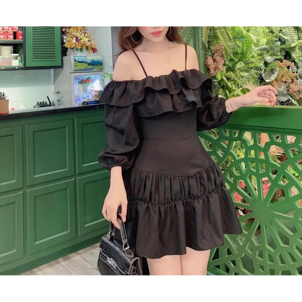 Đầm váy tay bèo trễ vai xinh xắn đa sắc màu cho quý cô dạo phố, dự tiệc
