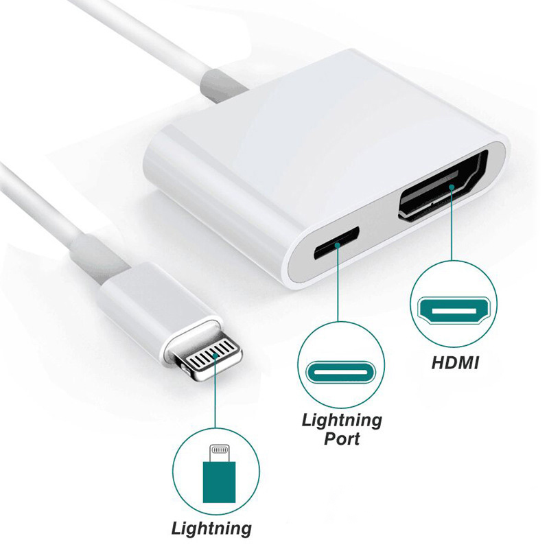 Cáp chuyển đổi từ Điện thoại to hdmi kết nối điện thoại iphone 5/6/7/8X ipad lên ti vi chất lượng cao1080P, Cáp hdmi cho Iphone, cáp chuyển hình ảnh từ điện thoại lên tivi, cáp tivi