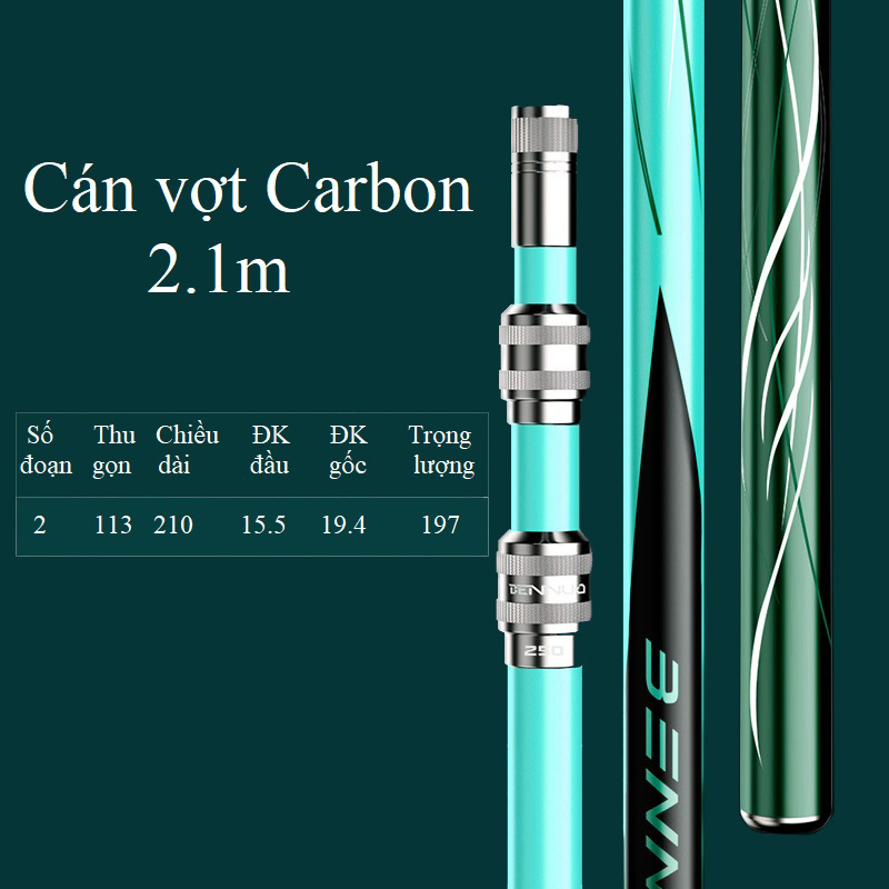 Vợt Cá Câu Đài Săn Hàng TIFFANY Vợt Cá Carbon Cao Cấp chuyên dụng câu cá KK34