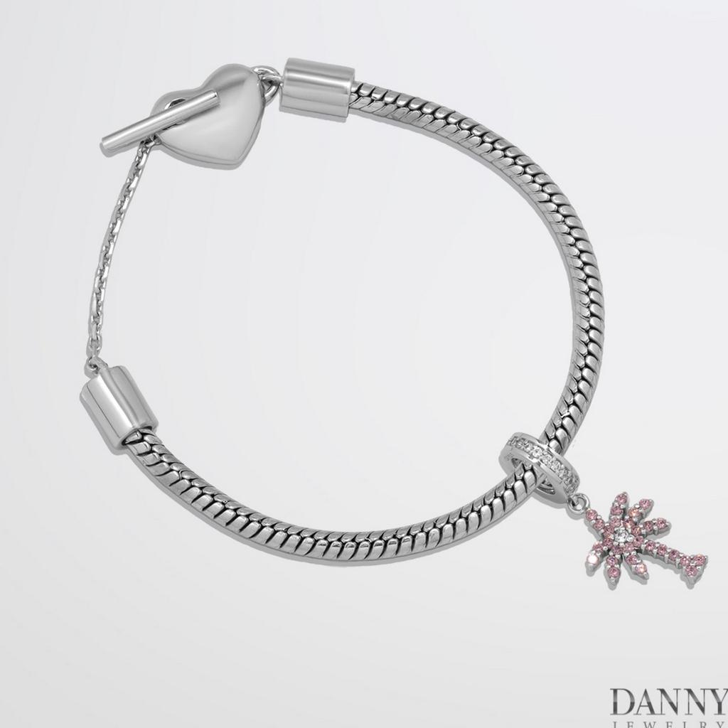 Charm Bạc 925 Danny Jewelry Đính Đá Màu - Biểu tượng Cây Dừa PK011S Xi Rhodium