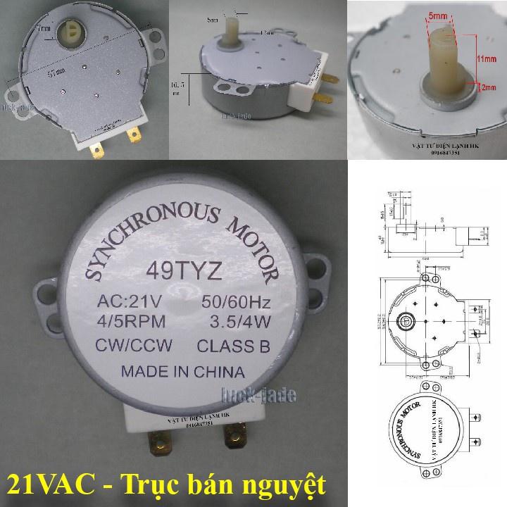 Motor quay đĩa Lò vi sóng trục bán nguyệt - trục hoa khế 220V (chọn đúng loại khi đặt hàng) - Mô tơ LVS 49TYZ - động cơ