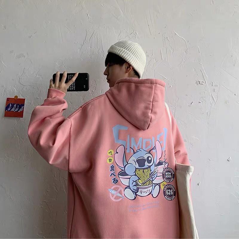  Áo hoodie nỉ unisex form rộng Hoạt Hình Ăn Mỳ nam nữ phong cách ulzzang Wind