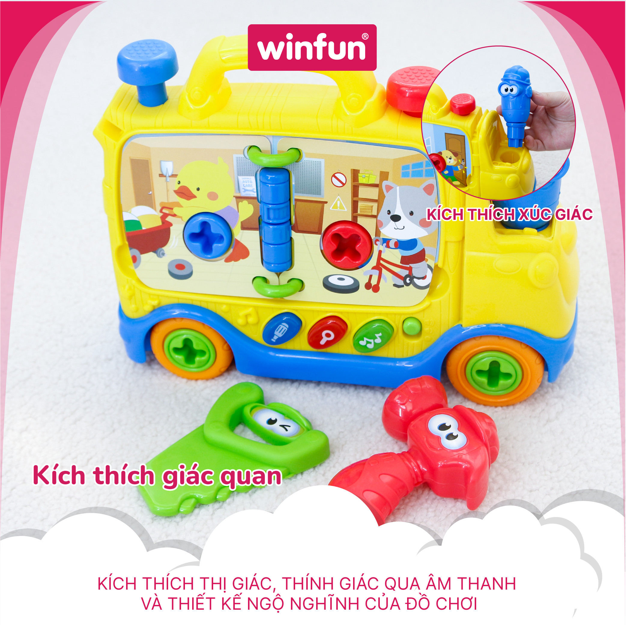 Đồ chơi dụng cụ cơ khí hình xe tải - bé tập làm kỹ sư Winfun 0795-01 - Phiên bản nói tiếng anh