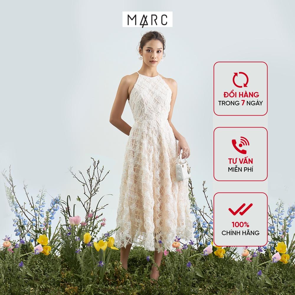 Đầm midi nữ MARC FASHION cổ yếm phối ren TRVH110122