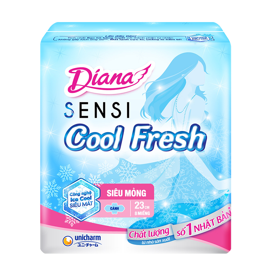 Bộ 6 Gói Băng Vệ Sinh Diana SenSi Cool Fresh Siêu Mỏng Cánh (8 Miếng/Gói)