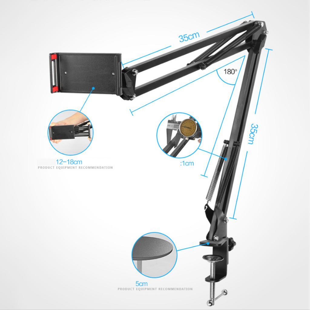 Flexible Phone Tablet Stand Long Arm 360 Degree Mount for Bed Desktop