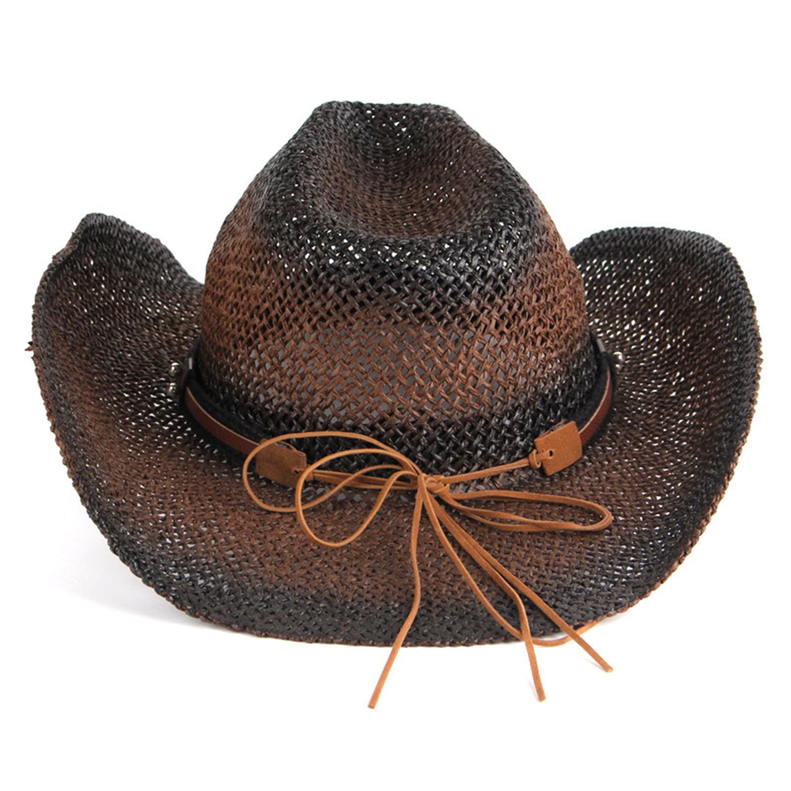 Straw Cowboy Hat, Unisex Couple hat Roll up Brim Cowboy Hat Cowboy Hats for beach Sun Protection travel Summer
