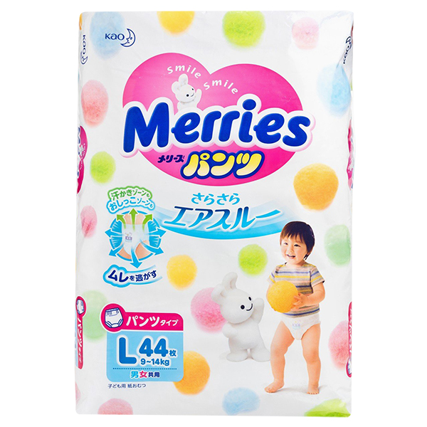 Combo 3 Tã Quần Merries Size L - 44 Miếng (Cho Bé 9 - 14 Kg) - Tặng 1 Bộ Đồ Chơi Nhà Tắm Cao Cấp