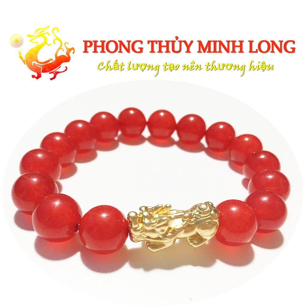 Vòng tay đá Mã Não Đỏ chất lượng 3A mix tỳ hưu Vàng