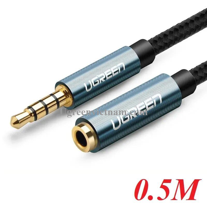 Ugreen 40672 0.5M màu Xanh Cáp âm thanh 3.5mm nối dài đầu nhôm AV118 - Hàng chính hãng