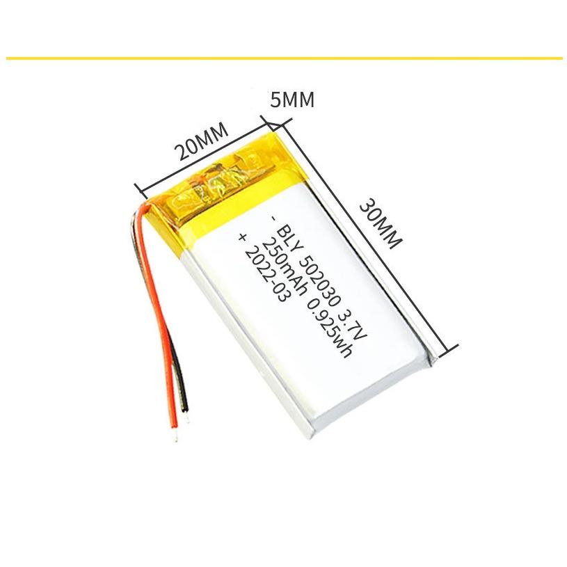 Pin Sạc Lithium Polymer 3.7V 200 và 250mah 502030 Cho tai nghe,loa Mp3 MP4 MP5 GPS PSP Bluetooth