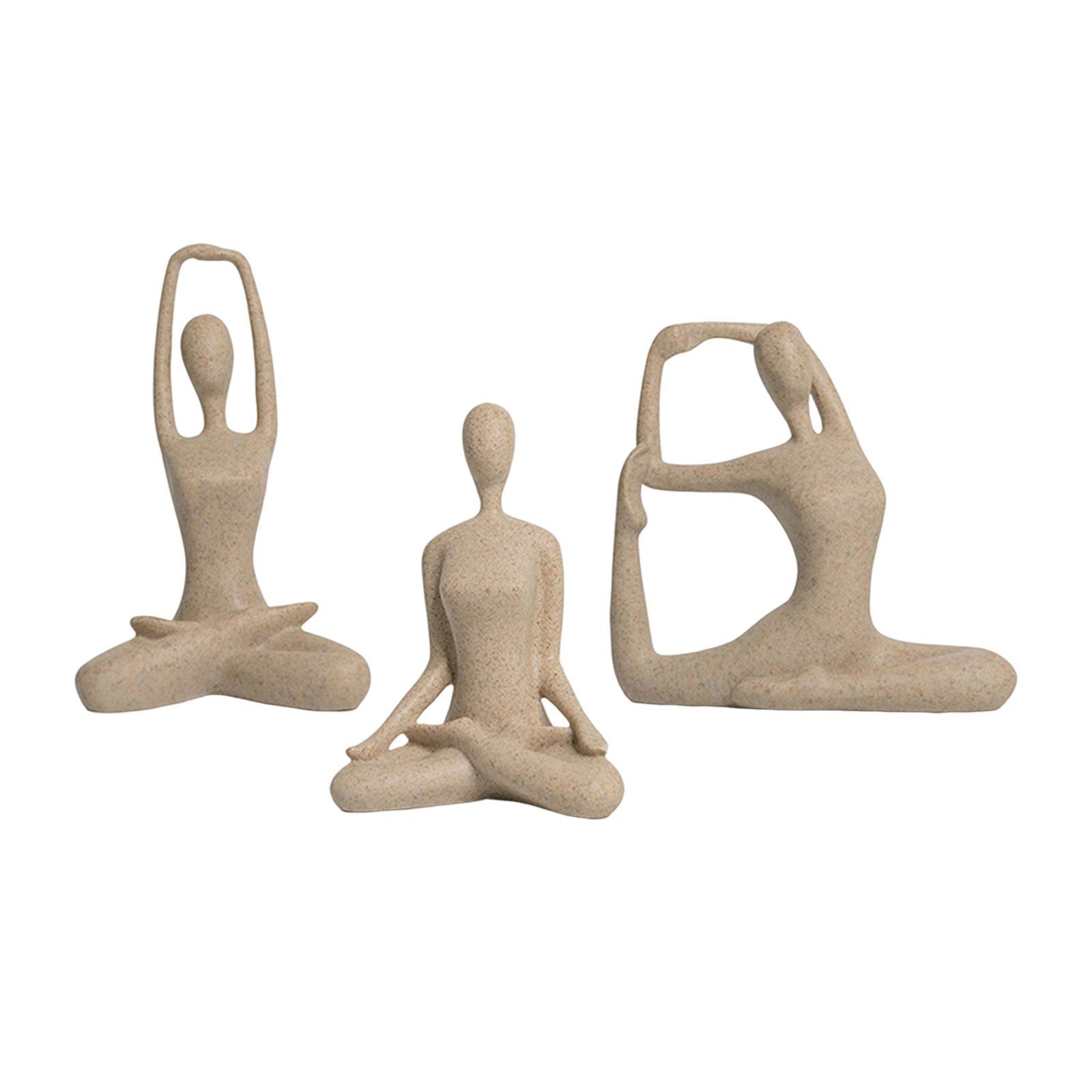 3Pcs Yoga Pose Statue Figurine Holiday Office Decor Yoga Figure Sculpture