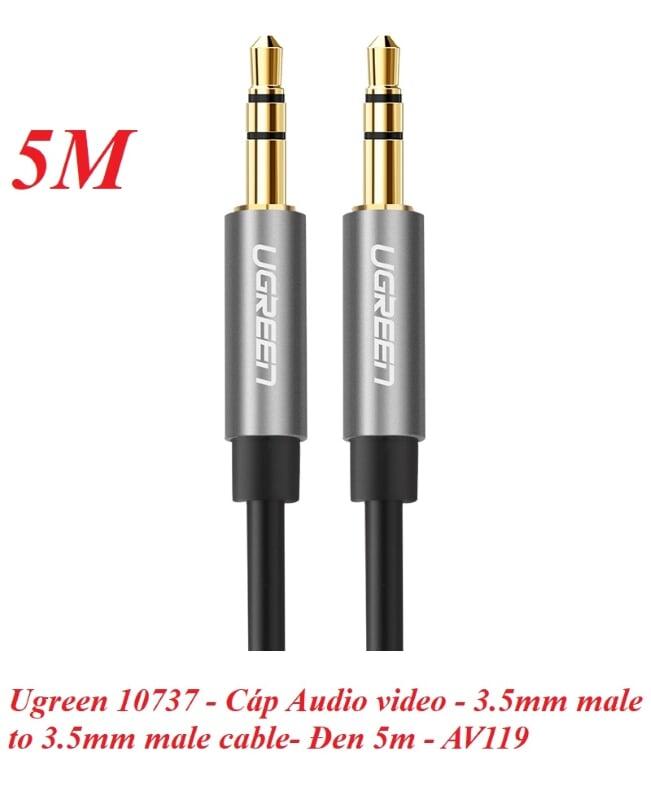 Ugreen UG10737AV119TK 5M màu Đen Cáp âm thanh 2 đầu 3.5mm dương dây tròn TPE cao cấp - HÀNG CHÍNH HÃNG