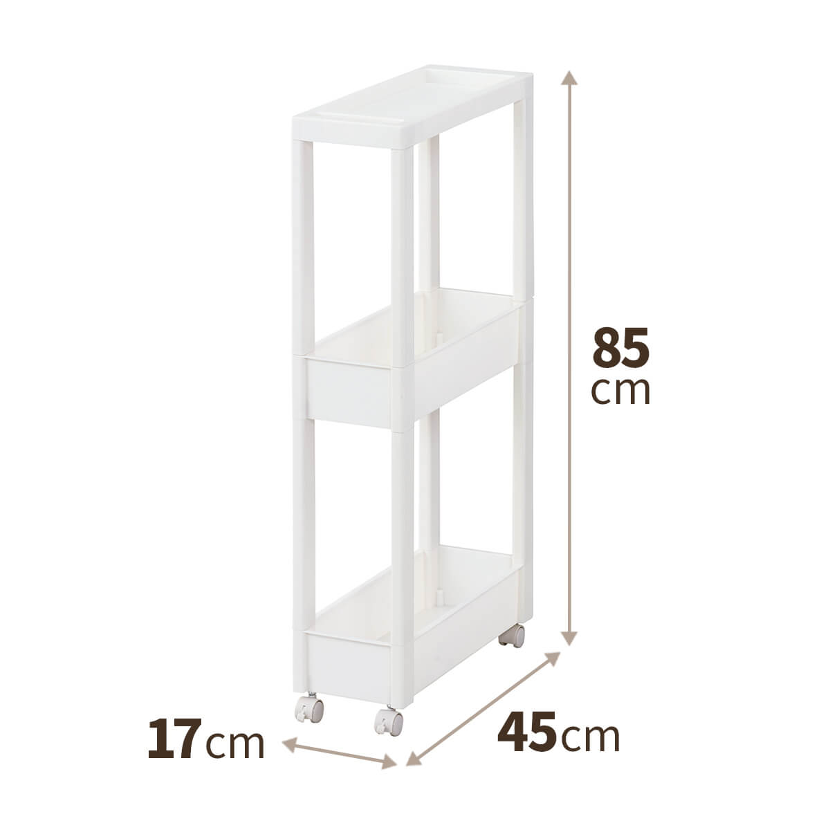 Kệ Nhựa Nhỏ Đa Năng 3 Tầng TENMA, Có Bánh Xe W-002S