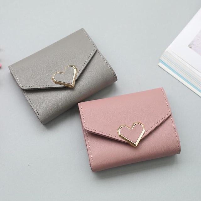 Ví bóp nữ mini cầm tay khoá trái tim