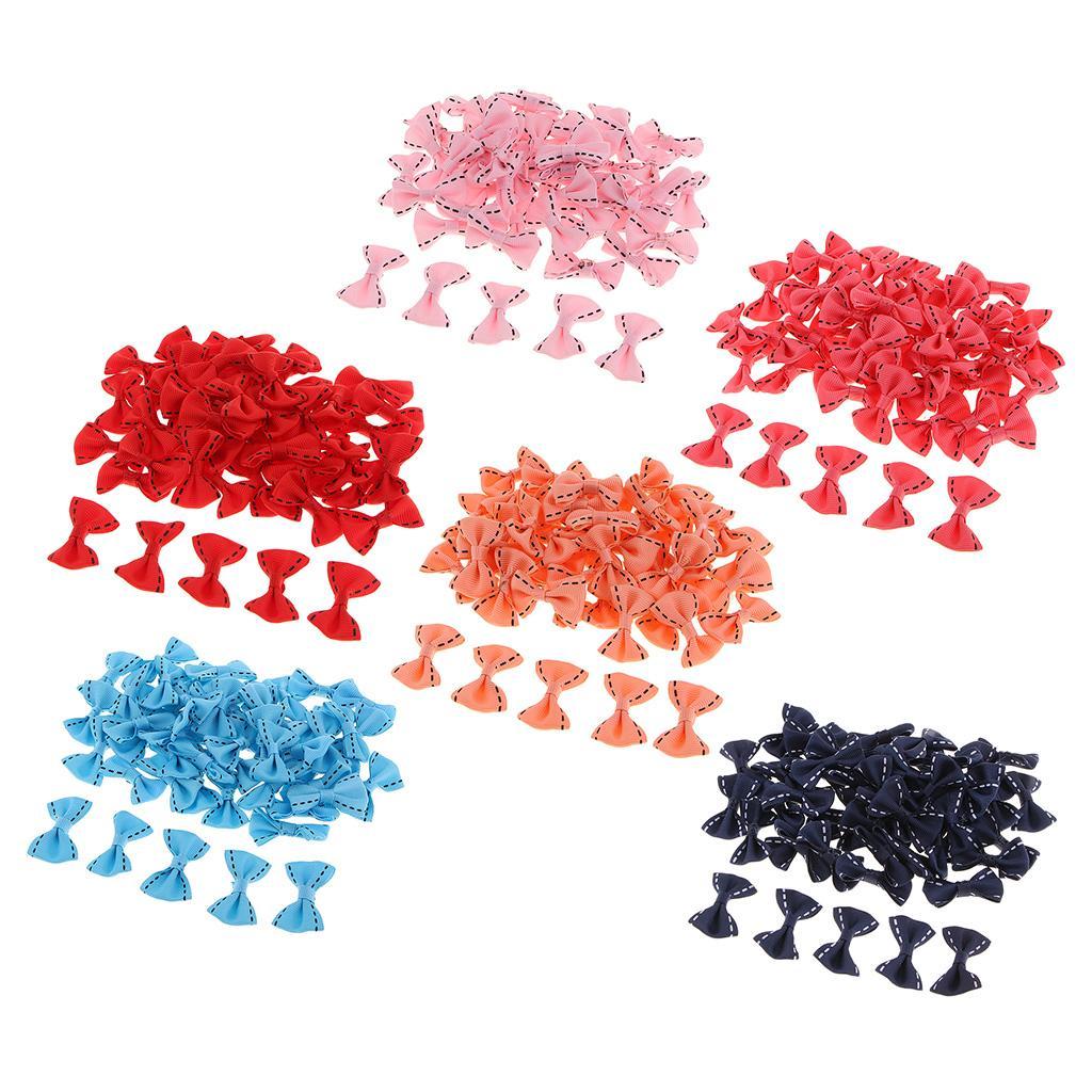 50 Pieces Satin Ribbon Bows Mini Embellishment Craft Artificial Applique Wedding Party