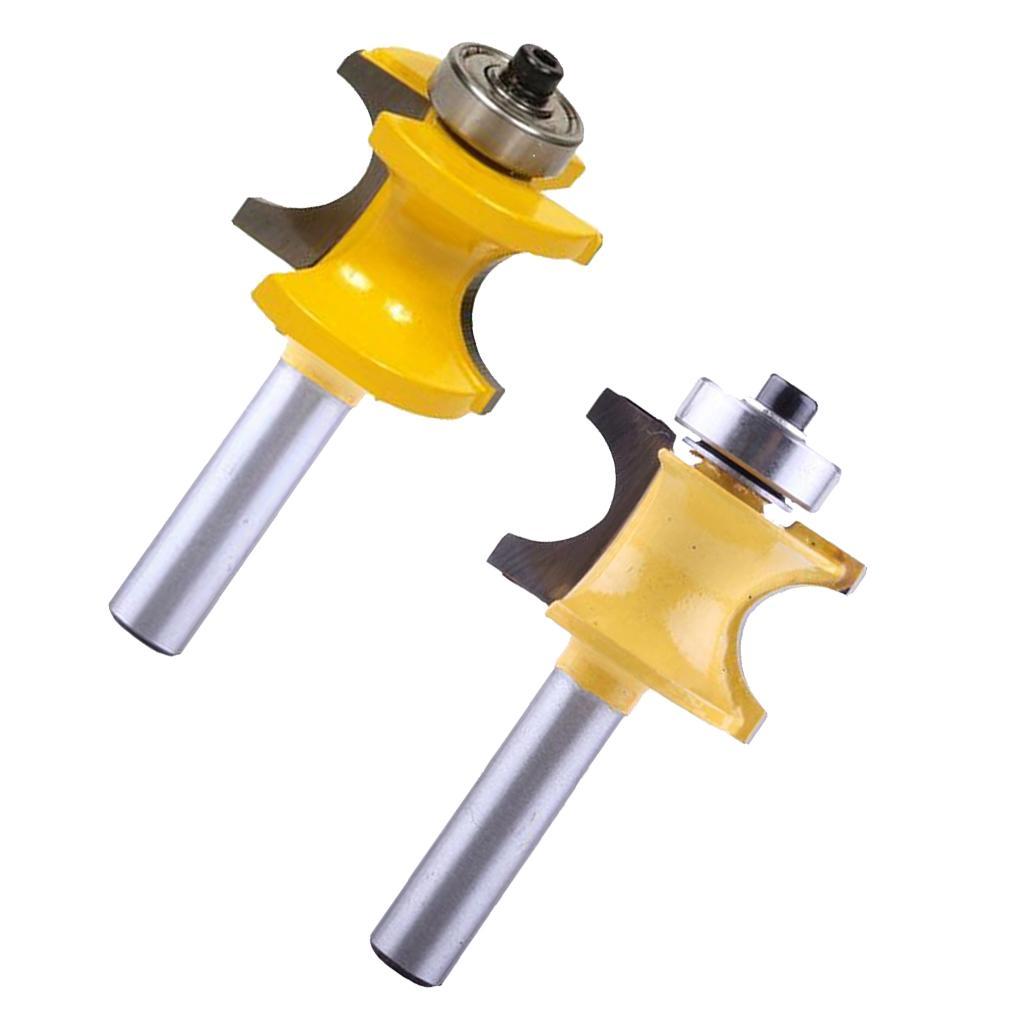 2x Half Round Bullnose Router Bit 5/8 1/2-inch Milling Cutter Tool,8mm Shank