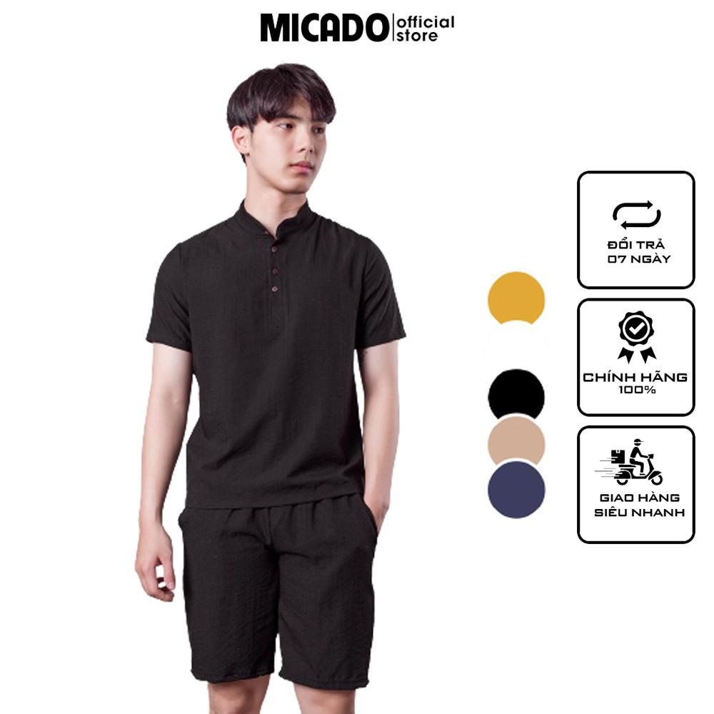 Bộ đũi nam cổ tàu chất đũi linen cao cấp hàng xịn mặc thoáng mát Micado