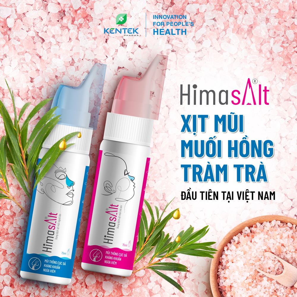 Xịt mũi muối hồng Himalaya, tinh dầu tràm trà dành cho trẻ em HIMASALT | Chai 75ml