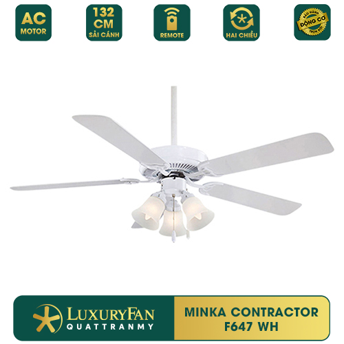 Quạt trần đèn MINKA CONTRACTOR - 5 cánh gỗ, điều khiển từ xa - Hàng chính hãng