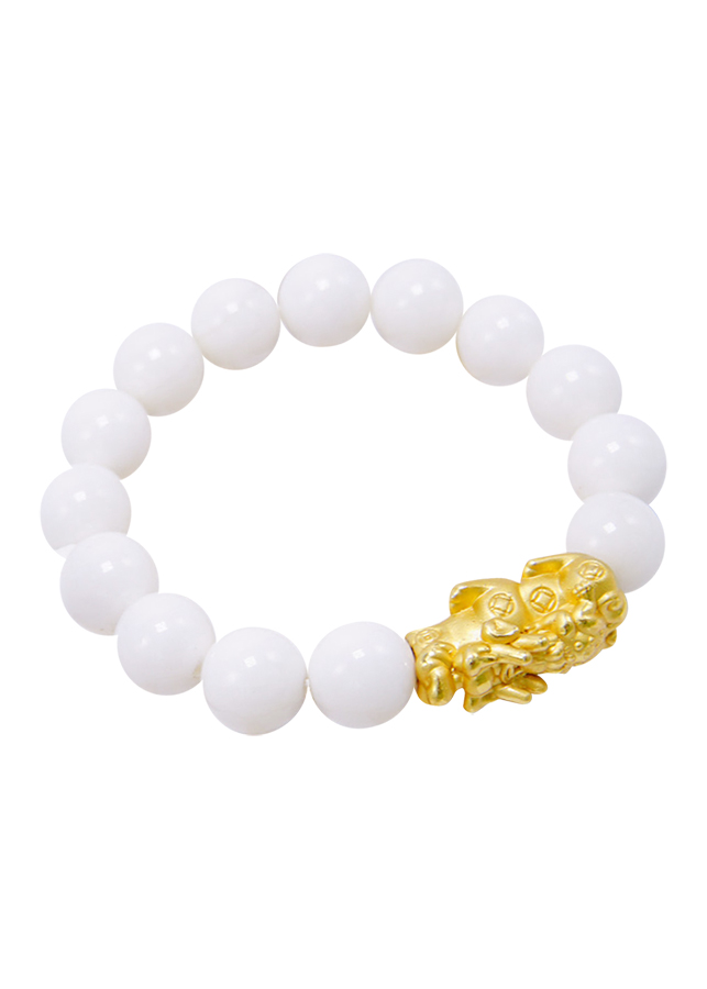 Vòng Tay Phong Thủy Đá Ốc Charm Tỳ Hưu Vàng