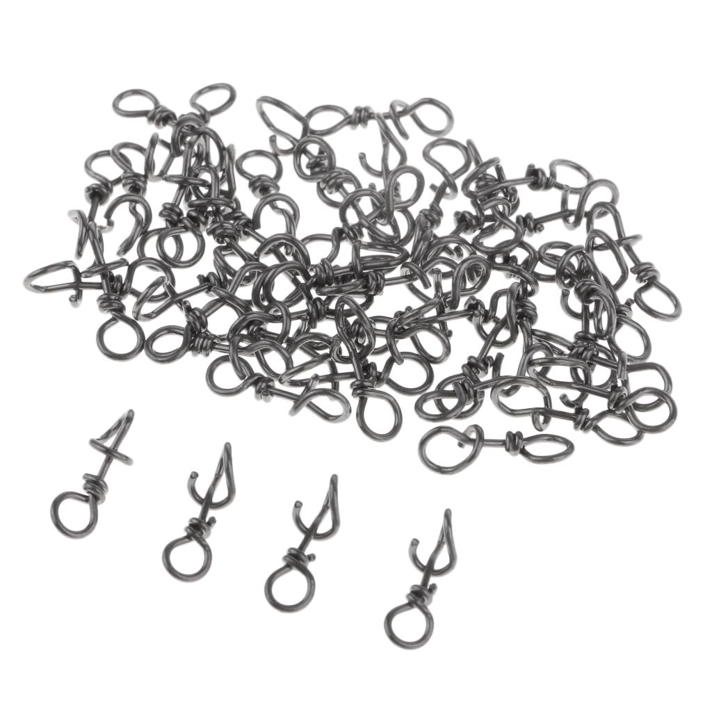 50 Pieces Steel Quick Lock Fishing Snap Clip Swivel Connector 10mm