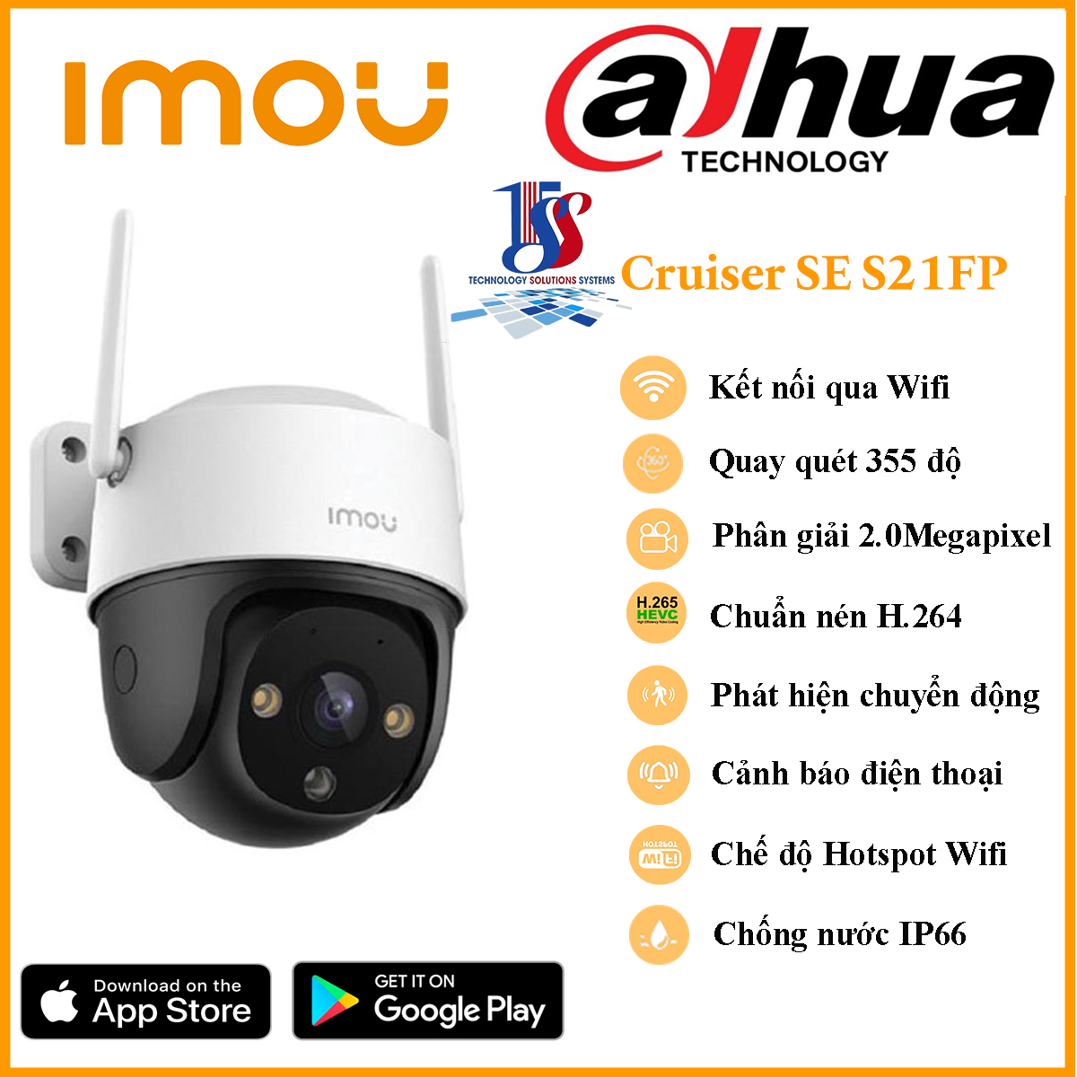 Camera wifi ngoài trời Imou cruiser SE IPC-S21FP 2.0 megapixel, quay quét qua app, fullcolor màu ban đêm, tích hợp mic thu âm – hàng chính hãng bảo hành 24 tháng