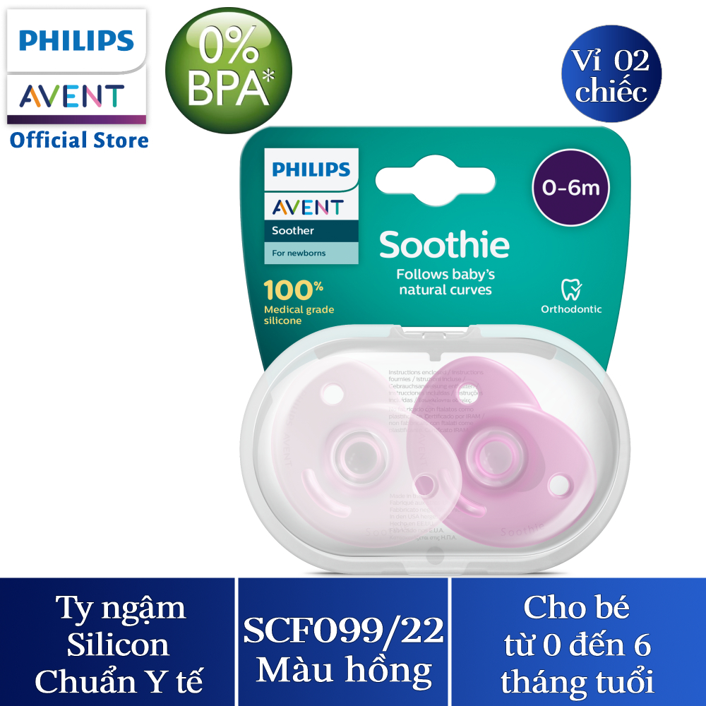 Núm ti Philips Avent SCF099/21-SCF099/22 cho bé 0 - 6 tháng, vỉ 2 cái