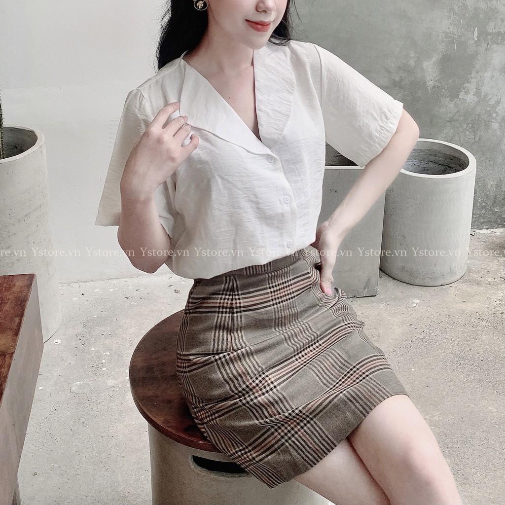 Sơ Mi Nữ Tay Ngắn Cổ Lá Sen - Cao Cấp - Đi Làm - Đi Chơi