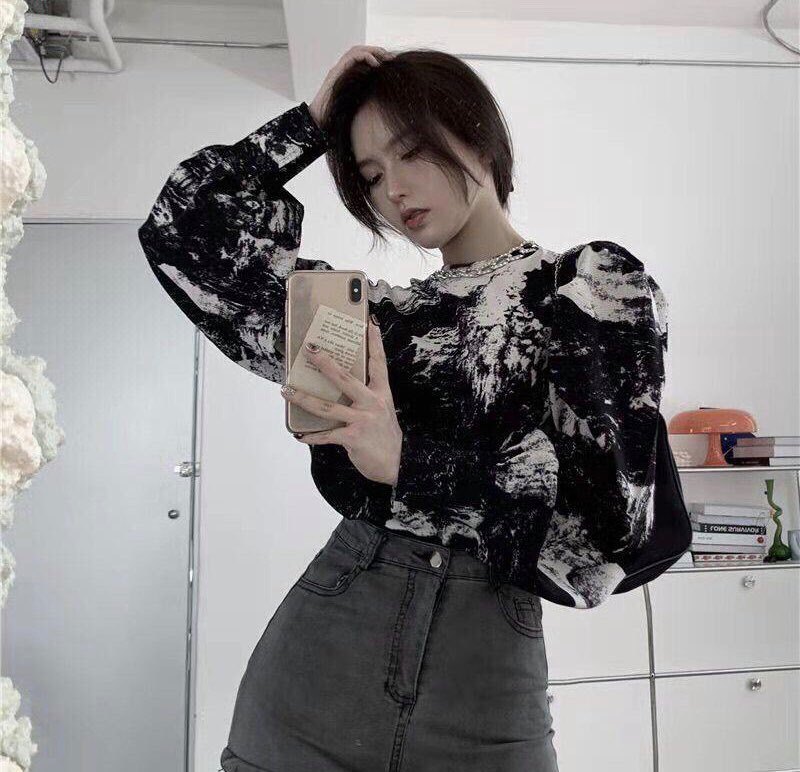 Áo sơ mi Hàn Quốc cao cấp dày tay cổ tròn cho Nữ
