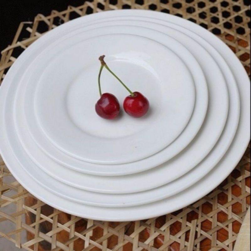 Đĩa sứ trắng vuông nông hàng đẹp