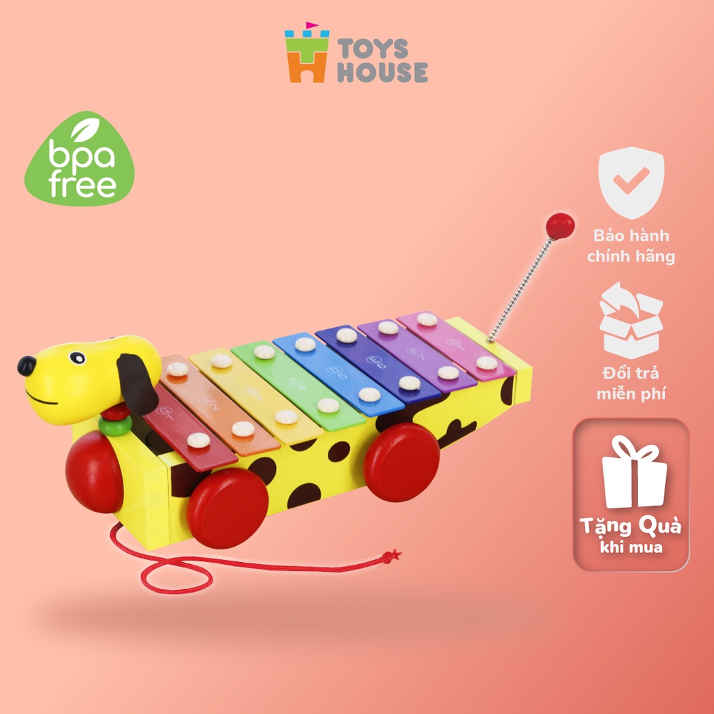 Đàn gõ xylophone hình cún con cầu vồng Toyshouse 1152