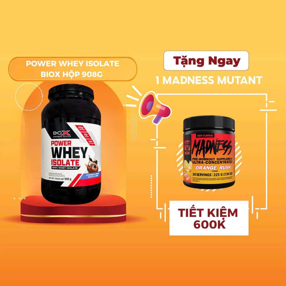[TẶNG MADNESS MUTANT] Sữa Tăng Cơ Power Whey Isolate BioX Hộp 908g