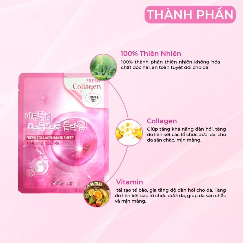 Combo 5 Mặt Nạ 3W Clinic Collagen Fresh Collagen Mask Sheet 23ml/Miếng