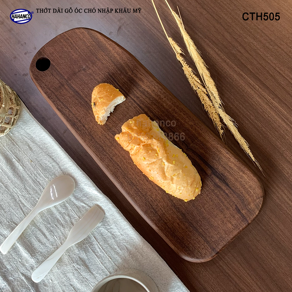 Thớt gỗ óc chó nhập khẩu Mỹ liền khối trang trí bàn ăn/ khay bánh mì/trái cây tráng miệng/bít tết/ Kê Thức Ăn Khi Thái/Pizza/Decor/chụp ảnh sản phẩm/Beef Steak- CTH505