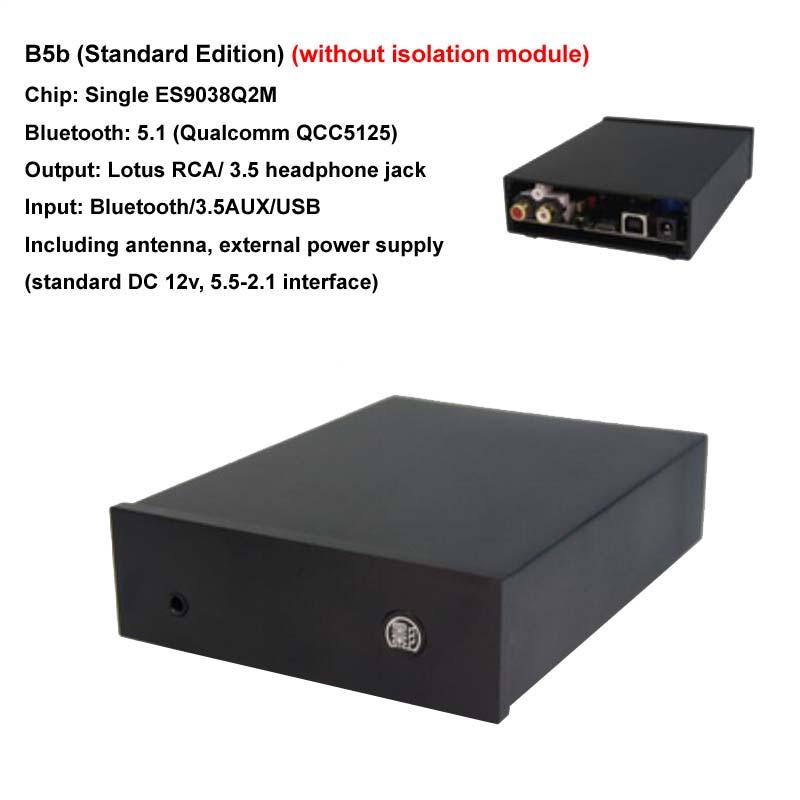 DLHiFi B5 QCC5125 Bluetooth 5.1 APTX-HD LDAC Lossless Adapter ES9038 USB DAC 32bit 384kHz Đầu vào AUX cho Bộ khuếch đại âm thanh HiFi