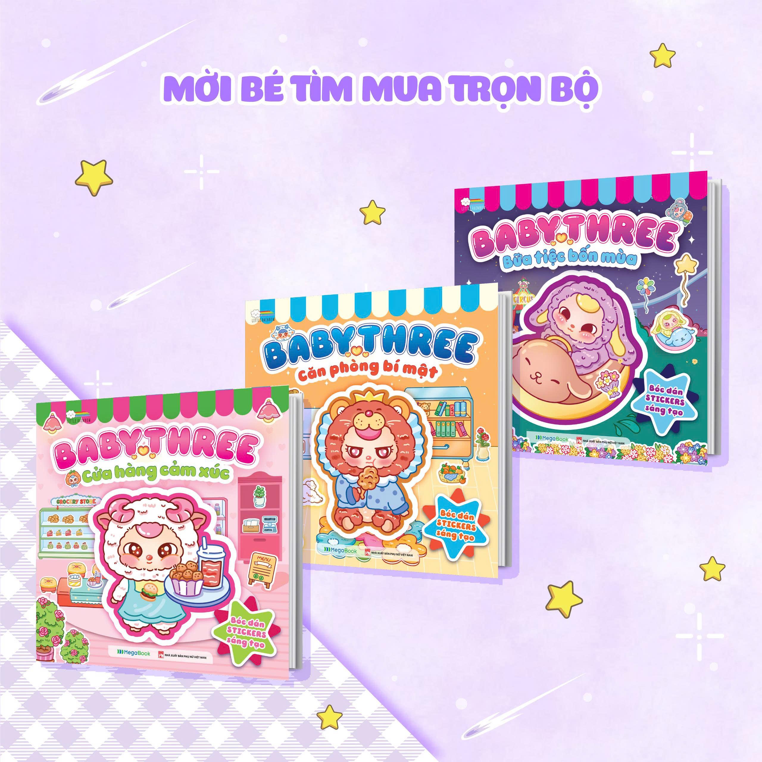 Sách - Baby Three - Bữa Tiệc Bốn Mùa - Bóc Dán Stickers Sáng Tạo