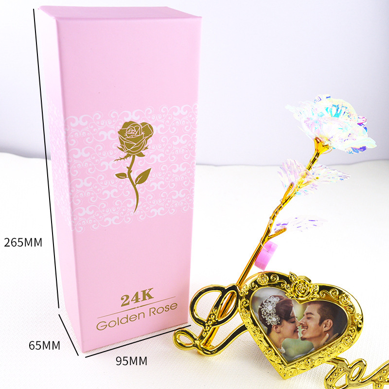 Quà Valentine, Quà 8/3 Ý Nghĩa Tặng Vợ, Tặng Mẹ - Hoa Hồng Galaxy Phát Sáng Golden Rose Có Đèn Led Khung Hình Chữ Love Và Gấu Bông Nhỏ (New Version)