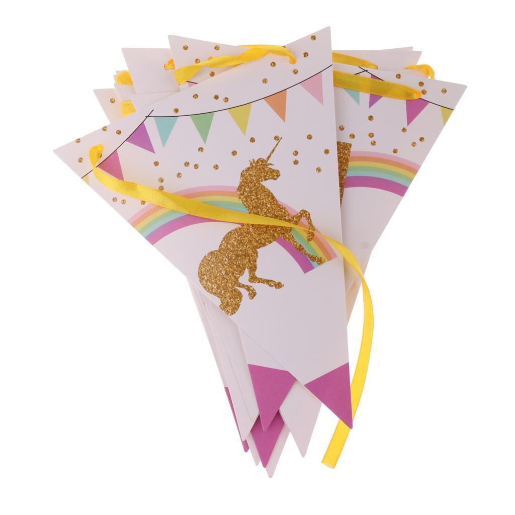 Glitter Gold HAPPY BIRTHDAY Pennant Banner Unicorn Bunting Party Decoration
