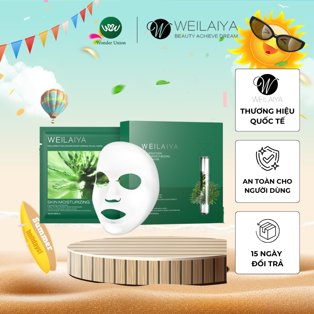 Mặt Nạ Giấy Tái Sinh Cỏ Vạn Năm Weilaiya Dưỡng Da, Dưỡng Ẩm Hàng Nội Địa Trung Hộp 10 Miếng