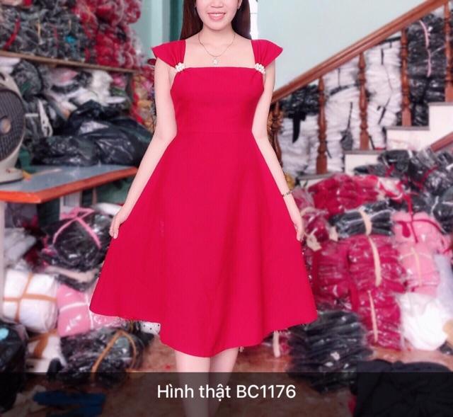 Đầm xoè kết ngọc vai SIÊU XINH -MS12T- Free size đến 54kg MMR