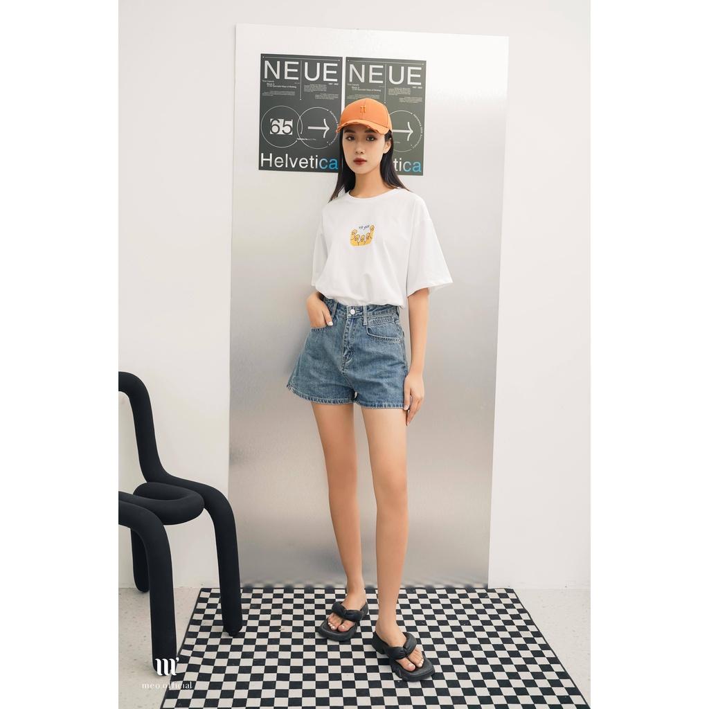 Áo thun tay lỡ Méo shop cổ tròn cotton in chữ Quạc freesize form rộng