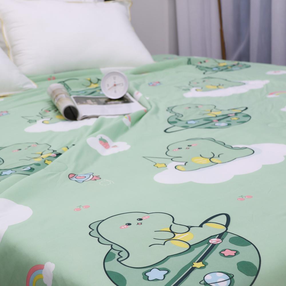[CHĂN HÈ MÁT LẠNH] Mền lạnh I Cool Advance NIN House NM8032 2mx2m2 khủng long xanh | Chần Ice Silk lạnh như tencel, Chăn điều hoà nhiều độ