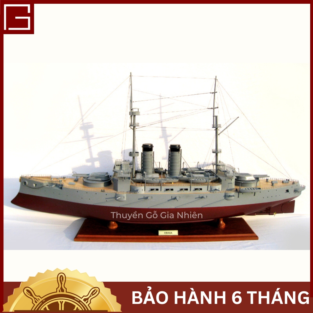 Mô Hình Thuyền Gỗ Phong Thủy Dạng Thuyền Chiến MIKASA Chính Hãng Hàng Xuất Khẩu Chất Lượng Cao