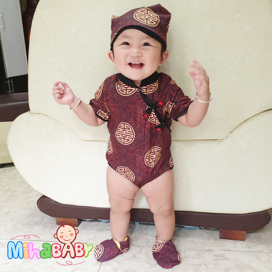 Bộ Bodysuit Tết cho bé hình Chữ Hỷ Kèm Nón Và Vớ - Mihababy - TET_HY