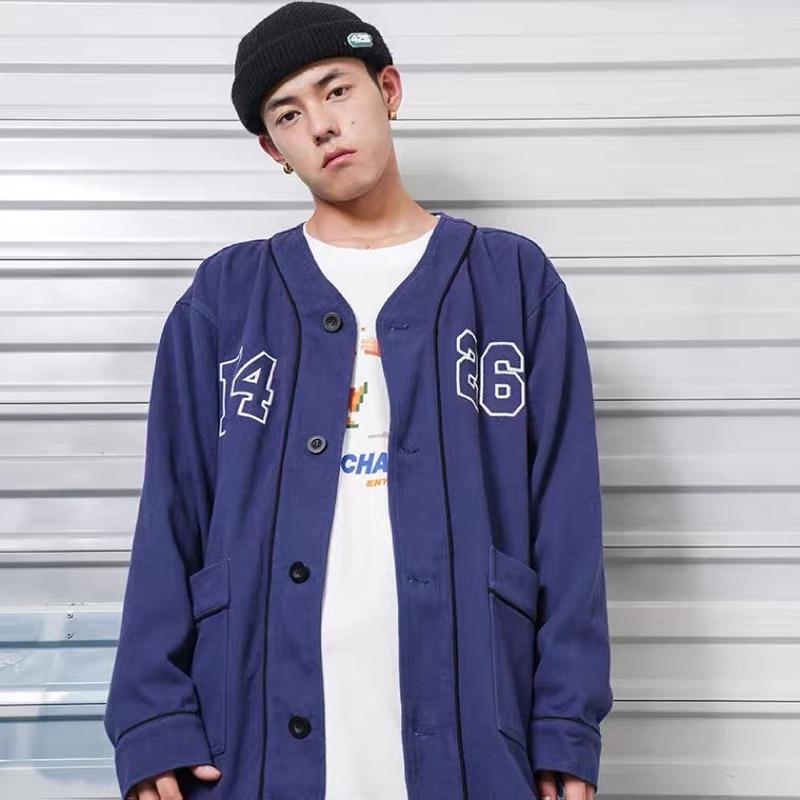Áo Khoác Bóng Chày Hip Hop F426 Oversize Nam Nữ Phong Cách Tối Giản- Cổ Chữ V Chất Cotton