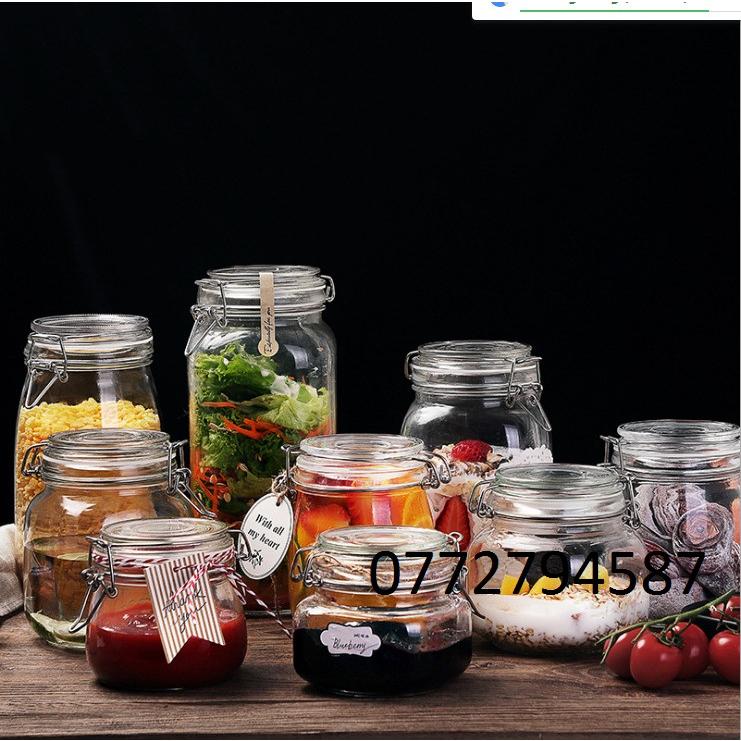 Hũ Thủy Tinh Bầu Nắp Gài Gọng Thép 500ml , 750ml , 1000ml , 2000ml , 3000ml